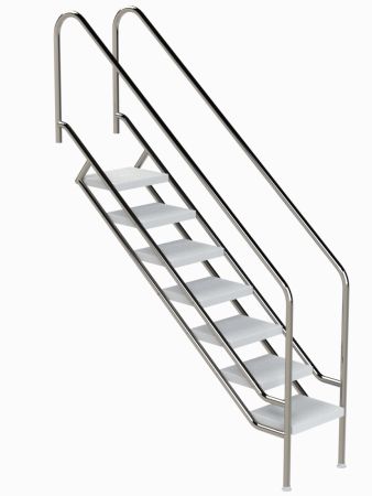 Ideal Eichenwald - Modell 08.1 Treppe MIAMI Ø40 *V4A* - 7-stufig VARIO ohne Montageset ABS - Stufen