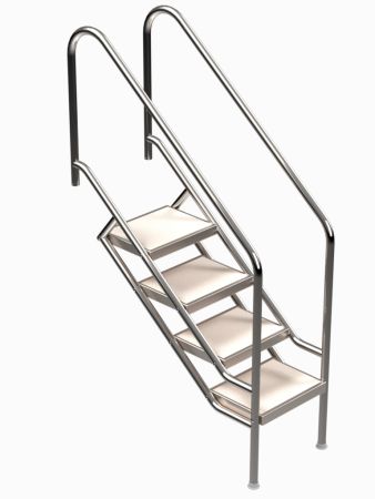 Ideal Eichenwald - Modell 08.1 Treppe MIAMI Ø40 *V4A* - 4-stufig VARIO ohne Montageset VA - Stufen