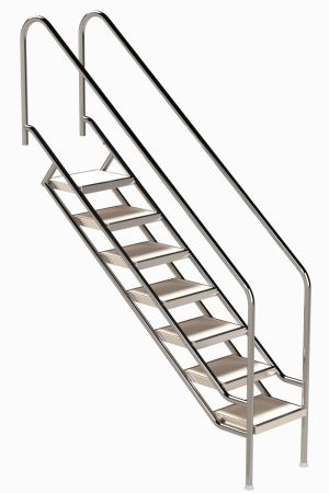 Ideal Eichenwald - Modell 08.1 Treppe MIAMI Ø40 *V4A* - 7-stufig VARIO ohne Montageset VA - Stufen