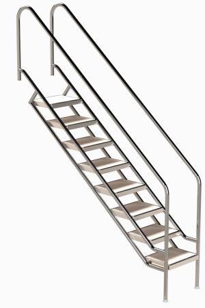 Ideal Eichenwald - Modell 08.1 Treppe MIAMI Ø40 *V4A* - 8-stufig VARIO ohne Montageset VA - Stufen