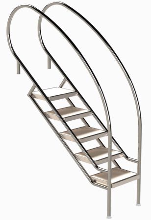 Ideal Eichenwald - Modell 08.1 Treppe MIAMI SWING Ø40 *V4A* - 5-stufig VARIO ohne Montageset VA - Stufen