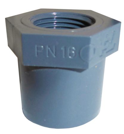 PVC Reduzierstück mit Achtkant - Klebestutzen 25mm x Innengewinde 3/8"