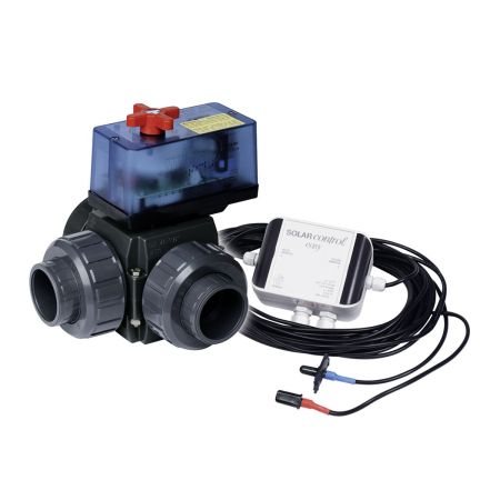 Dreiwegekugelhahn PVC 50 mm komplett mit Differenztemperaturfühler