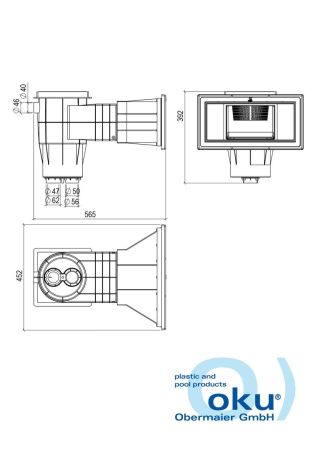 Breitmaulskimmer, Saugbreite ca. 373 mm
