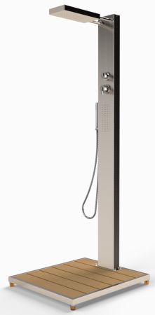 Ideal Eichenwald - Modell 70 Dusche ELBA WPC V2A/WPC inkl. Bodenplatte 