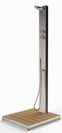 Ideal Eichenwald - Modell 70 Dusche MALTA V2A/WPC inkl. Bodenplatte