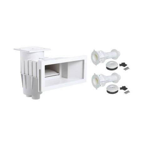 Einbauteile Set Breitmaulskimmer und 2 Einlaufdüsen mit Mauerdurchführung | Weiß