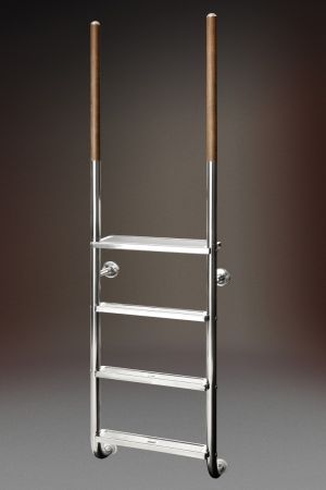 Modell 23 Leiter ROMA Ø40*V4A* - 5-stufig Leiternunterteil, Holzgriffstangen schraubbar 