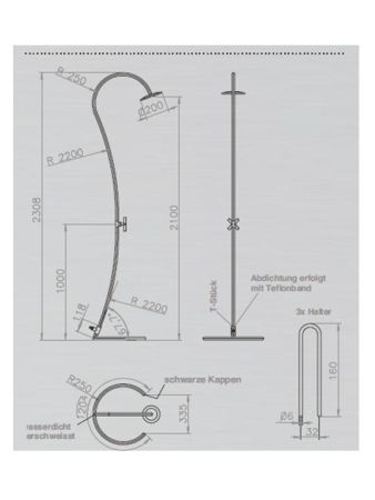 Ideal Eichenwald - Modell 70 Dusche COBRA Ø25 *V2A*