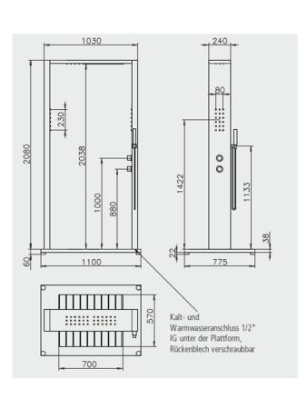 Ideal Eichenwald - Modell 70 Dusche SAMOA inkl. Bodenplatte