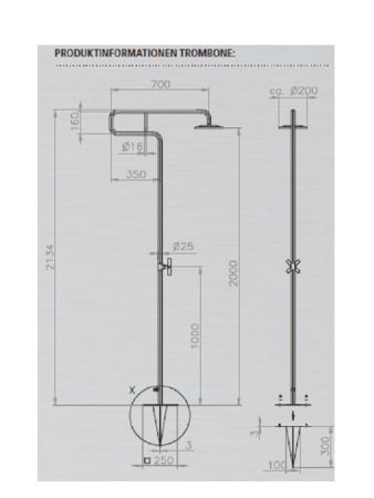 Ideal Eichenwald - Modell 70 Dusche Trombone Ø25 *V2A*