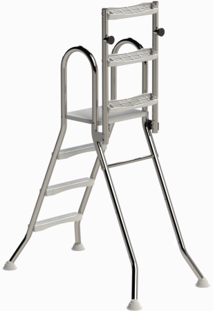 Modell 58 Sicherheitshochbeckenleiter klappbar V2A Ø43 - 5/5-stufig für Beckenhöhe 1,5m / 1,5m 