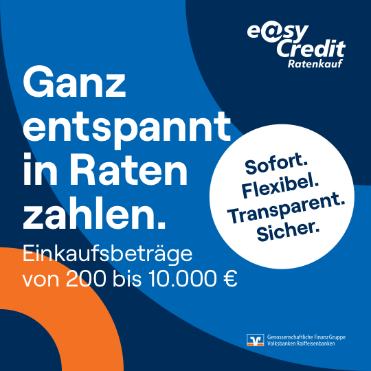 Flexible Ratenzahlung von 200€ bis 10000€ über easycredit möglich
